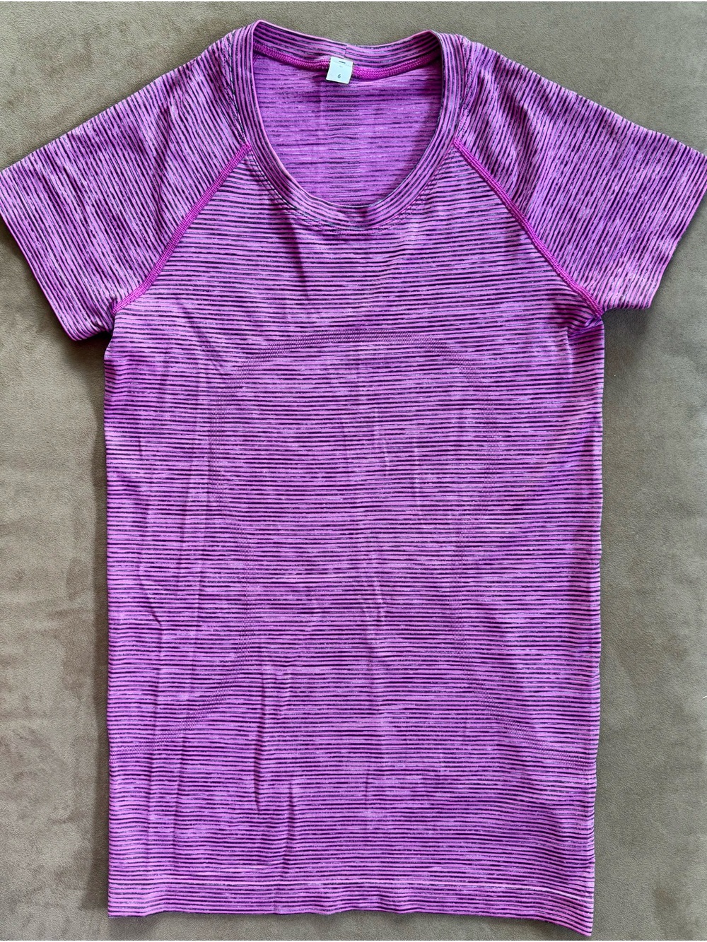Lululemon Fuchsia Striped Swifty Tee